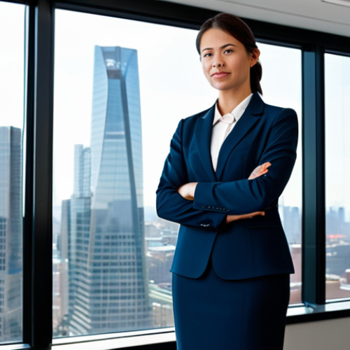 Home 11 **
A professional woman, fully clothed in a modest business suit, standing confidently in a modern office with a city skyline view through the window. Appropriate attire, safe for work, perfect anatomy, natural proportions, professional lighting, family-friendly environment, well-formed hands, proper finger count.
**