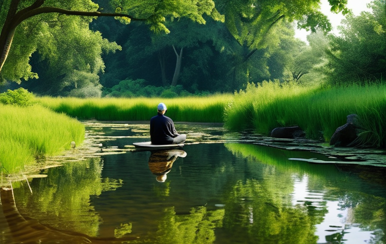 불교와 자연의 순환 - **Prompt:** A group of Buddhist monks, wearing traditional saffron and maroon robes, engaged in a pe...
