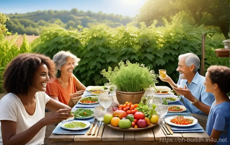 불교에서의 채식 - **Prompt 1: Serene Compassion in Nature**
    "A peaceful, sun-drenched forest scene. A diverse grou...