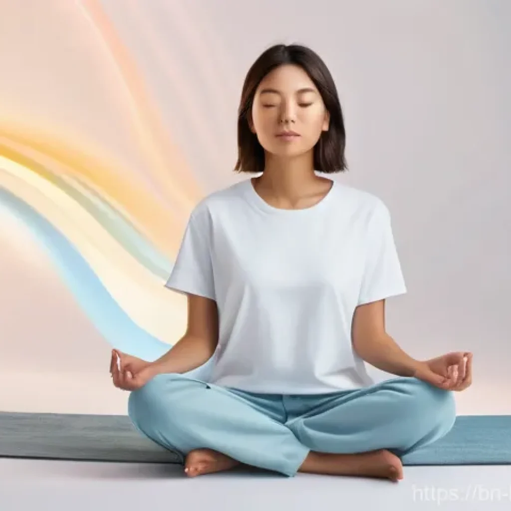 불교에서의 고요와 침묵 - **Prompt:** A young adult, dressed in comfortable, modest casual wear like a soft cotton t-shirt and...