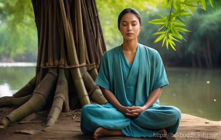 불교에서의 고요와 침묵 - **Prompt:** A young adult, dressed in comfortable, modest casual wear like a soft cotton t-shirt and... 불교에서의 고요와 침묵 - **Prompt:** A young adult, dressed in comfortable, modest casual wear like a soft cotton t-shirt and...