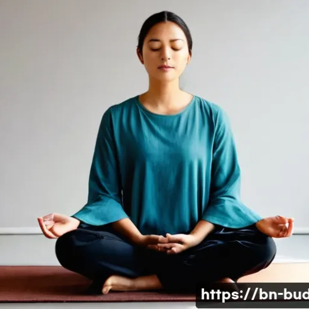 불교에서의 기도법 - **Prompt:** "A person, appearing to be in their late 20s to early 40s, sits in a tranquil, softly li...