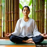 불교와 내적 평화 - A serene scene of a Bengali woman practicing mindfulness meditation in a peaceful indoor setting, si...